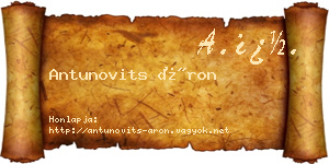 Antunovits Áron névjegykártya