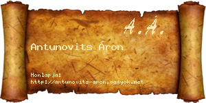 Antunovits Áron névjegykártya