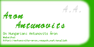 aron antunovits business card